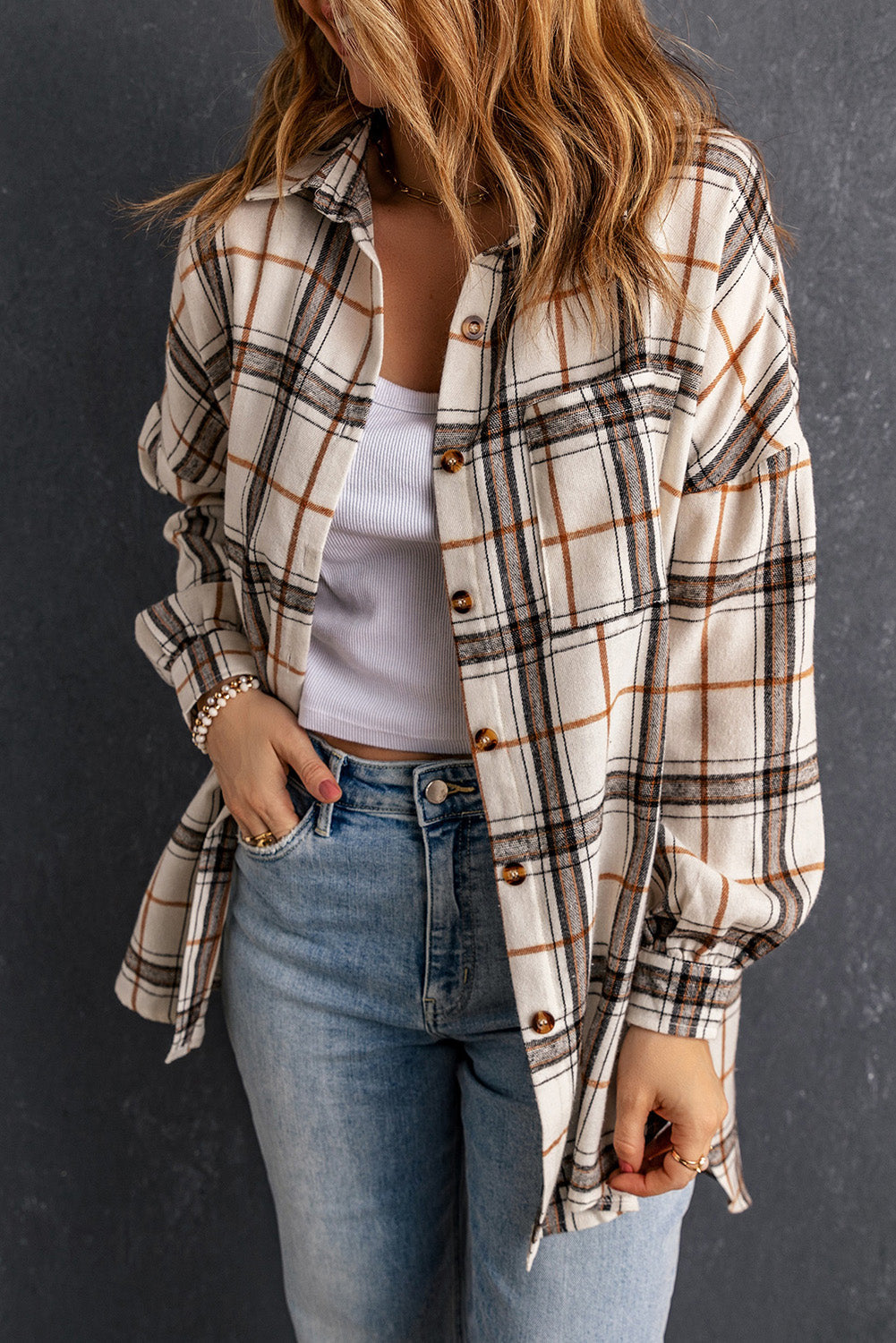 Khloe Oversized Plaid Pattern Shacket-3