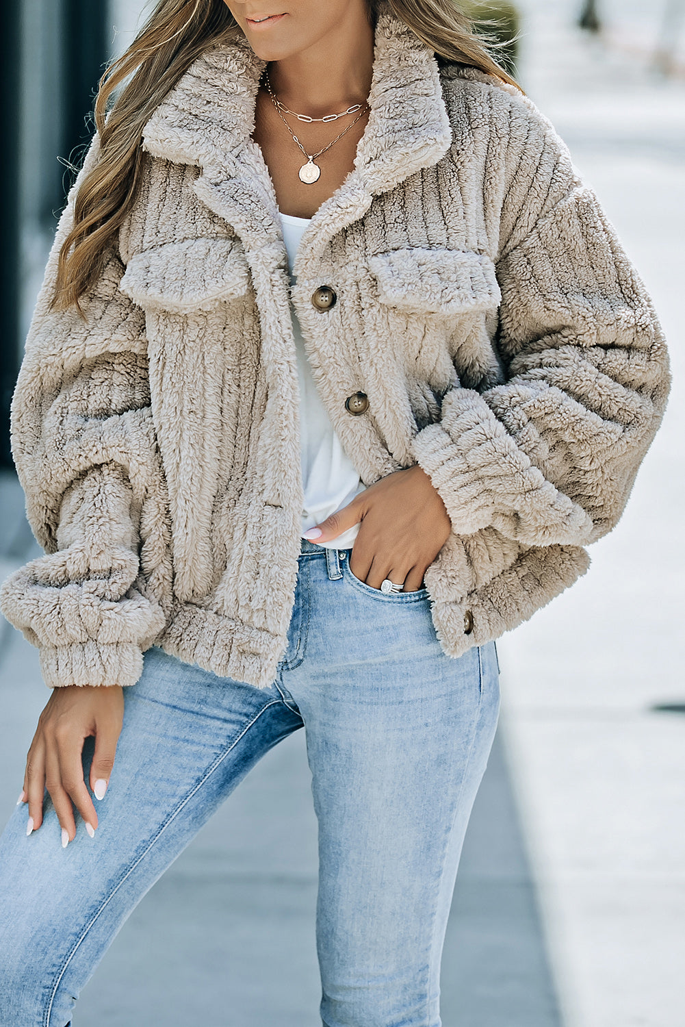 Elsie Plush Fleece Button up Jacket-0
