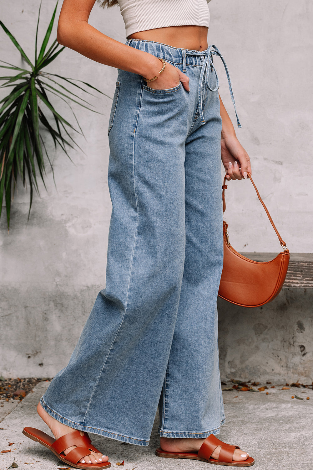 Zoe Medium Wash Super Wide Leg Denim Pants-2