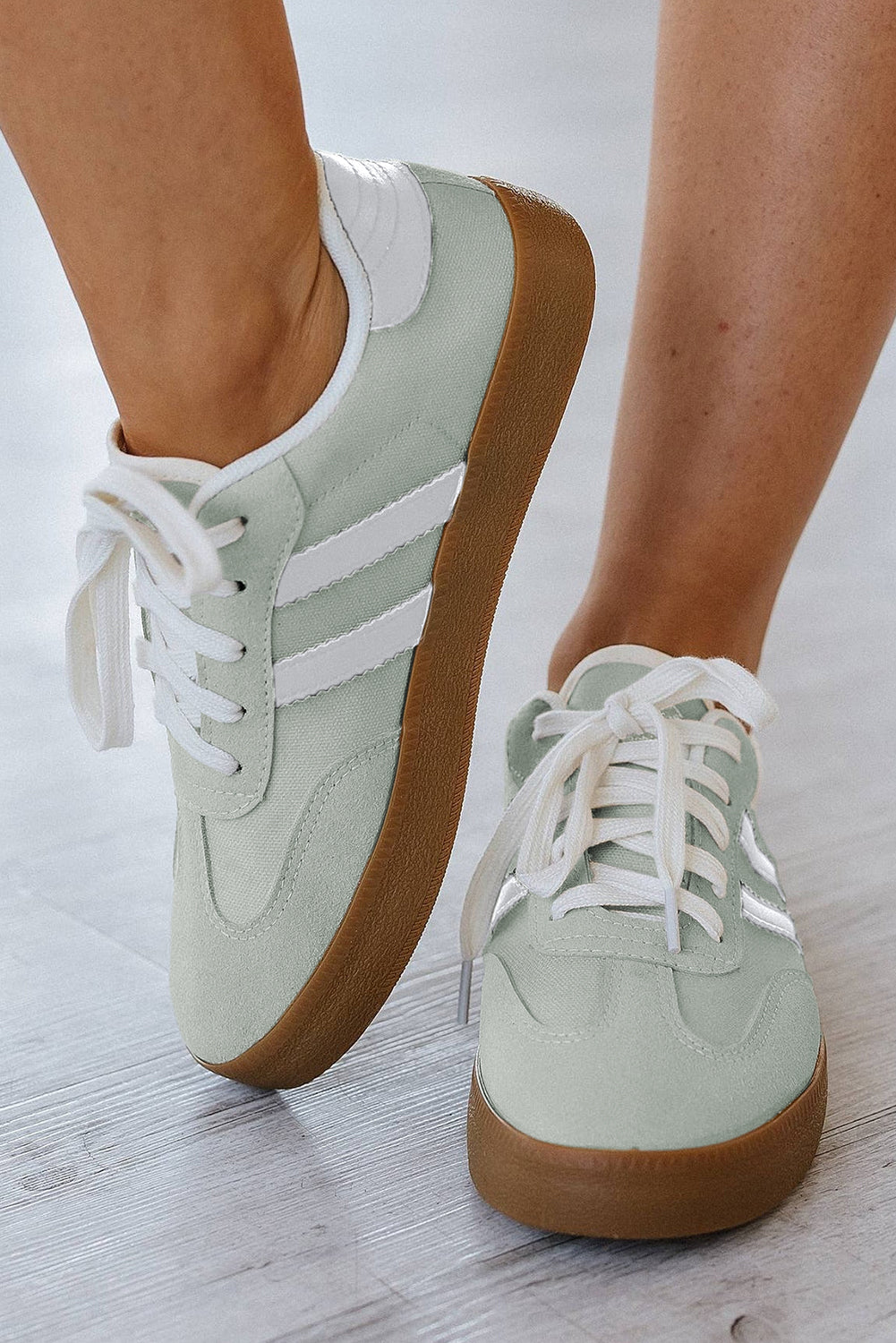 Willa Striped Lace-up Flat Sneakers-3