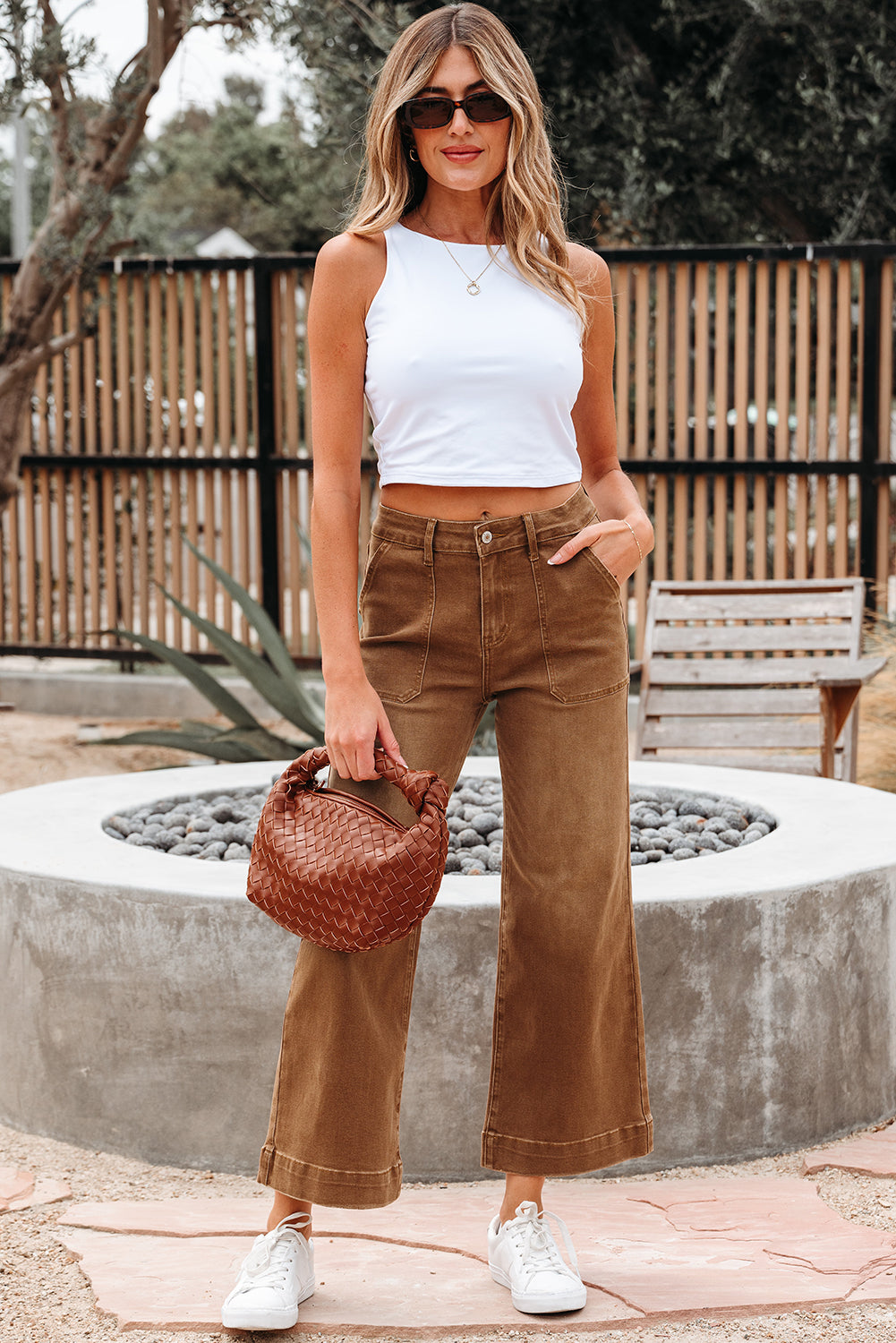 Courtney Cropped High Rise Wide Leg Jeans-4