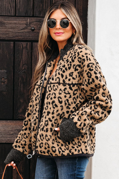 Sloane Leopard Zip Up Pocket Jacket-2
