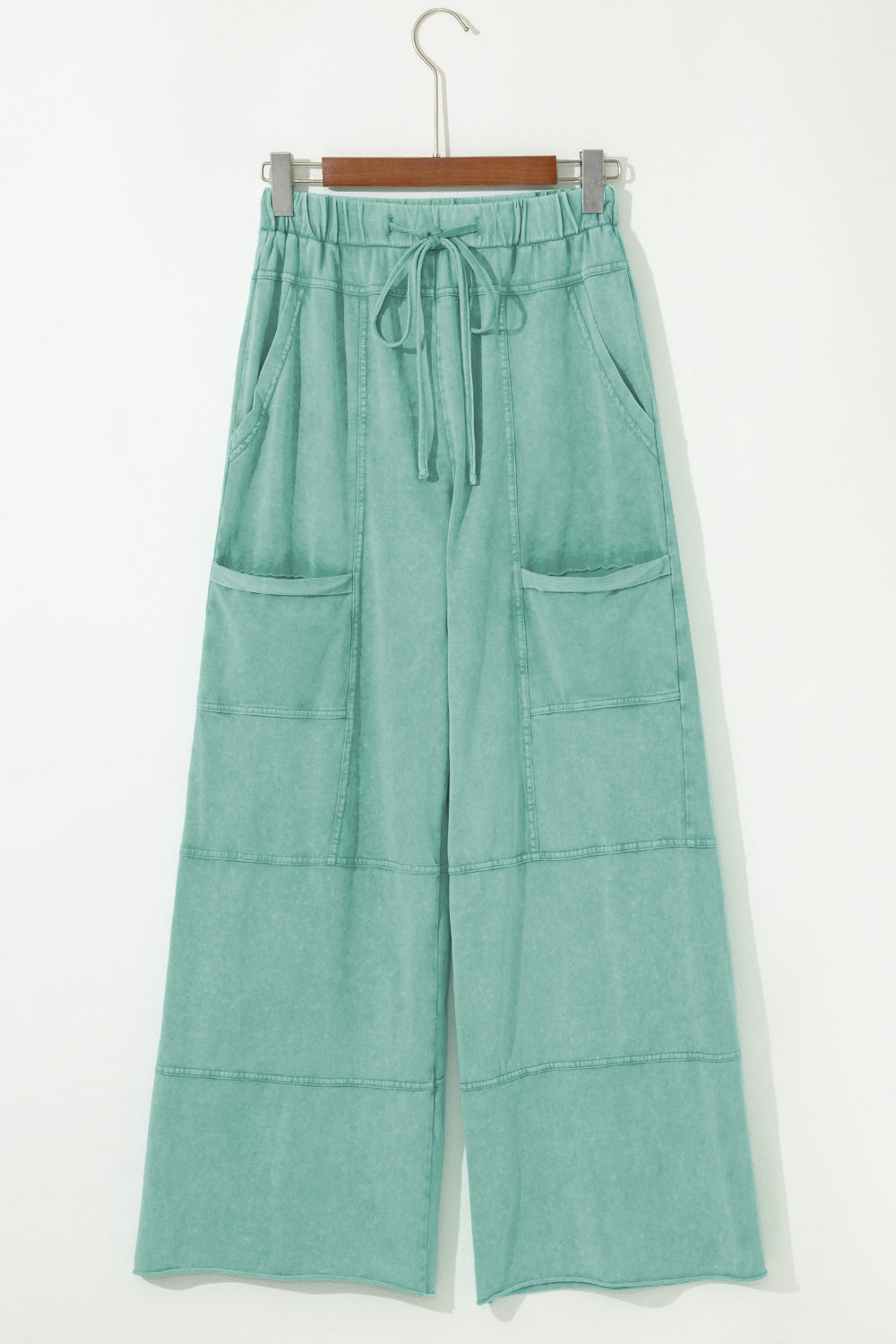 Brittany Mineral Wash Exposed Seam Drawstring Cargo Pants-6