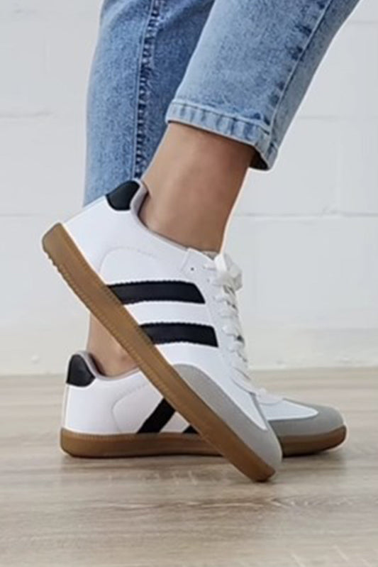 Willa Striped Lace-up Flat Sneakers-0