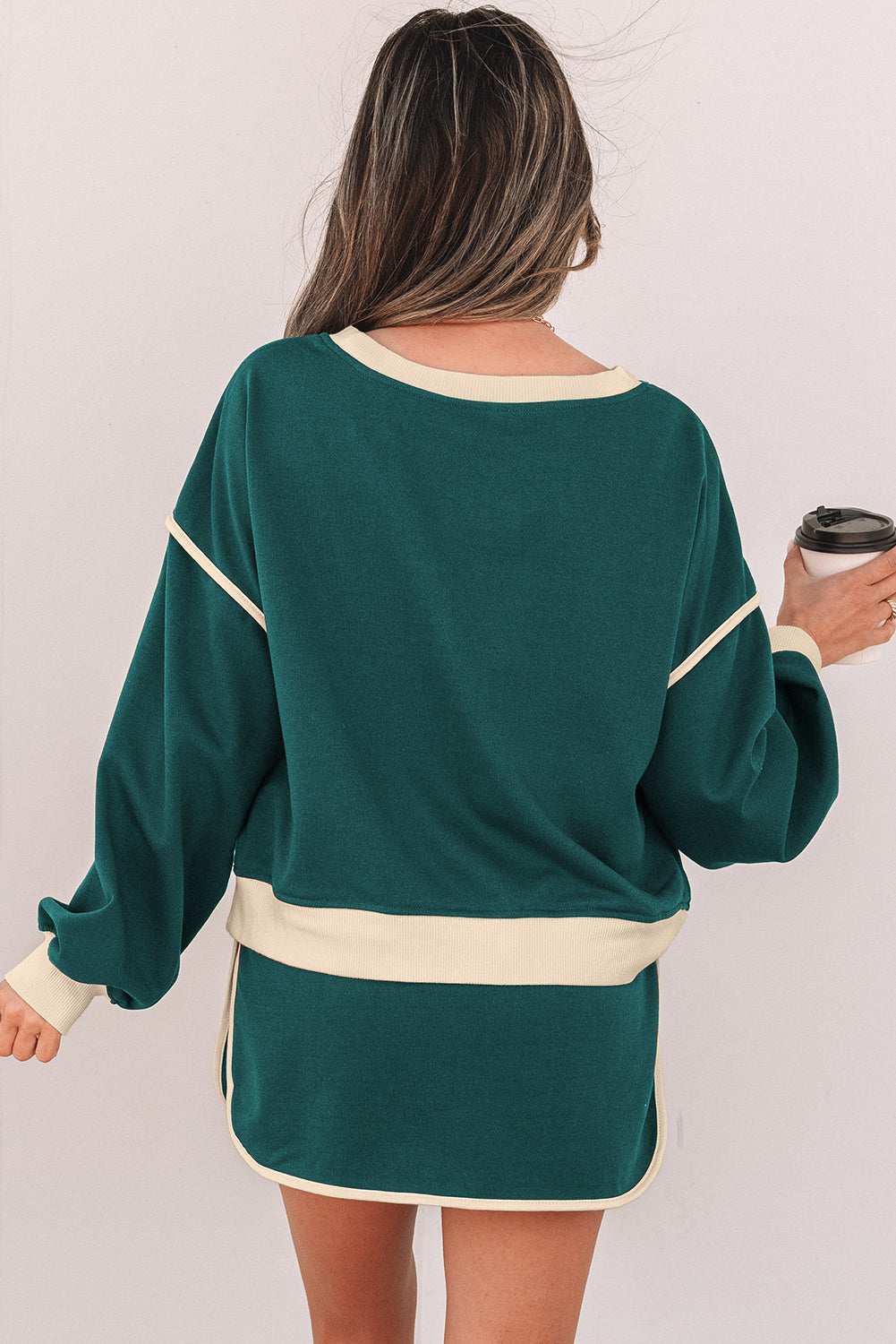 Violeta Loose Pullover and Lace-up Waist Skort Set-1