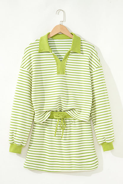 Juniper Stripe Collared Pullover and Skort Outfit-5