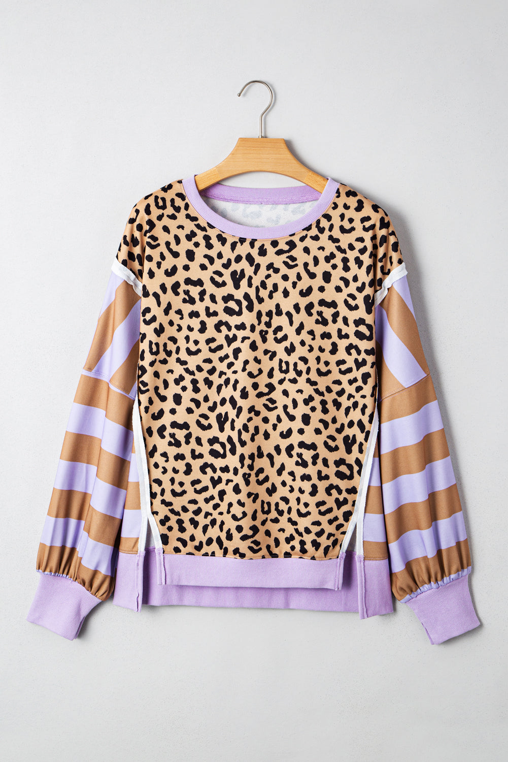 Olivia Stripe Leopard Casual Sweatshirt-4