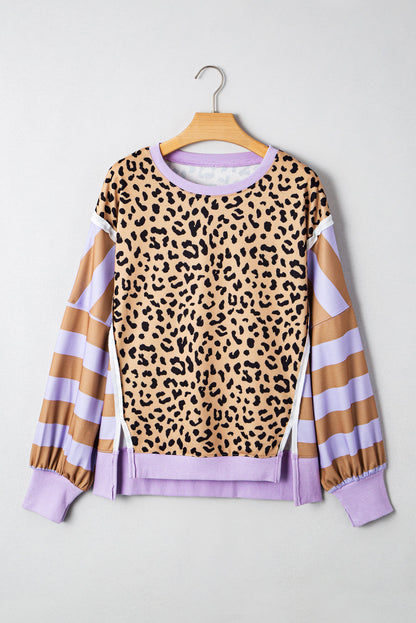 Olivia Stripe Leopard Casual Sweatshirt-4