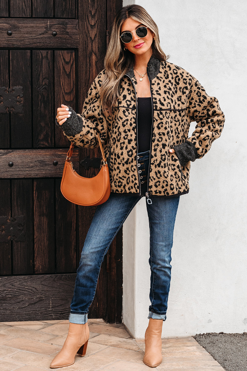 Sloane Leopard Zip Up Pocket Jacket-4