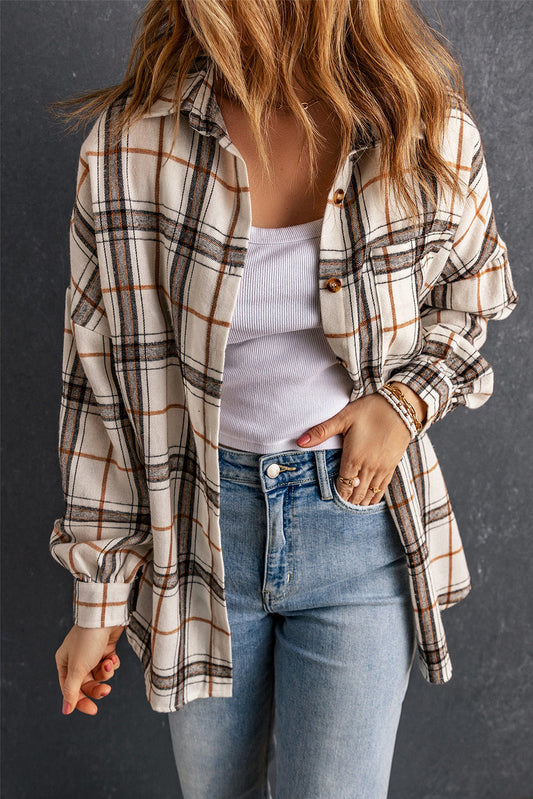 Khloe Oversized Plaid Pattern Shacket-0