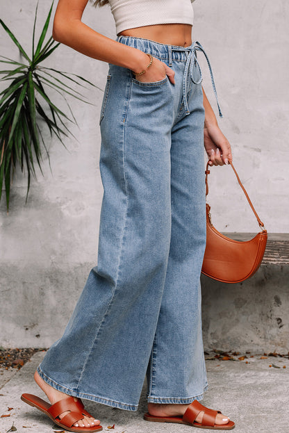 Zoe Medium Wash Super Wide Leg Denim Pants-2