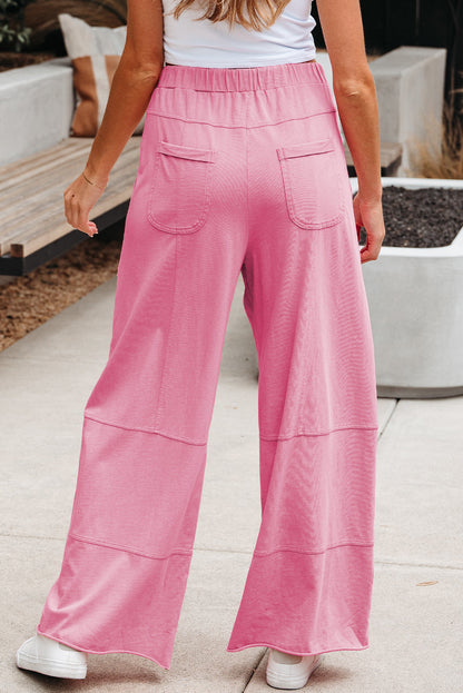 Brittany Mineral Wash Exposed Seam Drawstring Cargo Pants-1