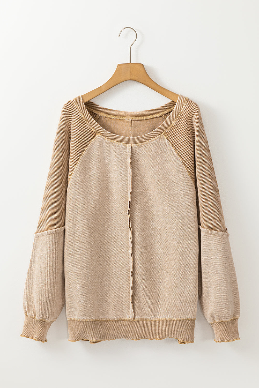 Jolie Waffle Exposed Seam Raglan Sweatshirt-4
