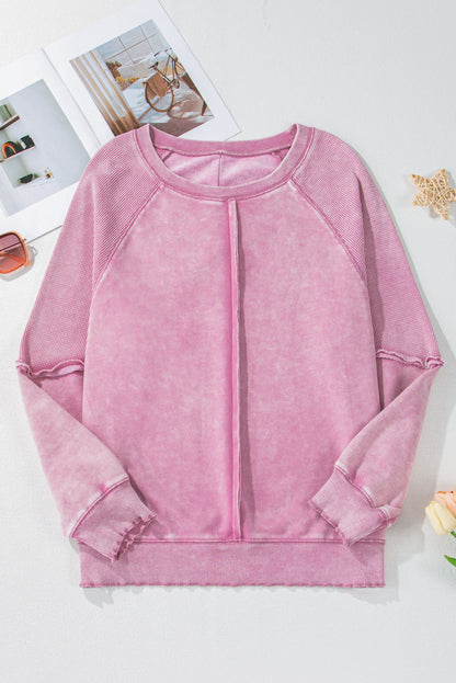Jolie Waffle Exposed Seam Raglan Sweatshirt-8