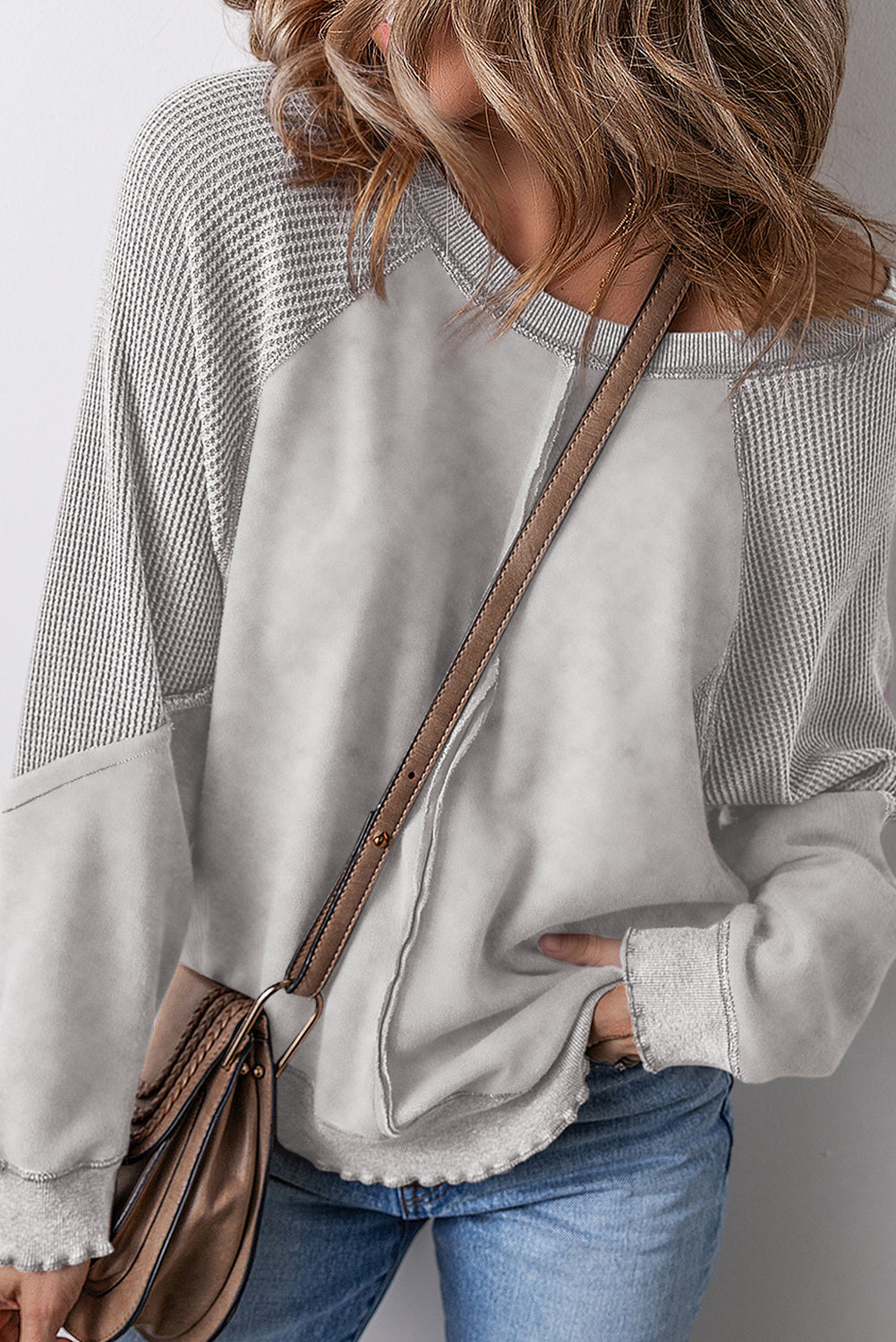 Jolie Waffle Exposed Seam Raglan Sweatshirt-9
