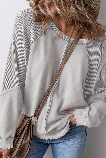 Jolie Waffle Exposed Seam Raglan Sweatshirt-9