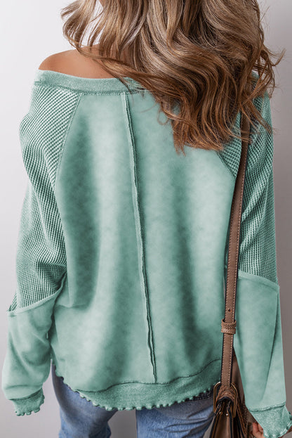 Jolie Waffle Exposed Seam Raglan Sweatshirt-1