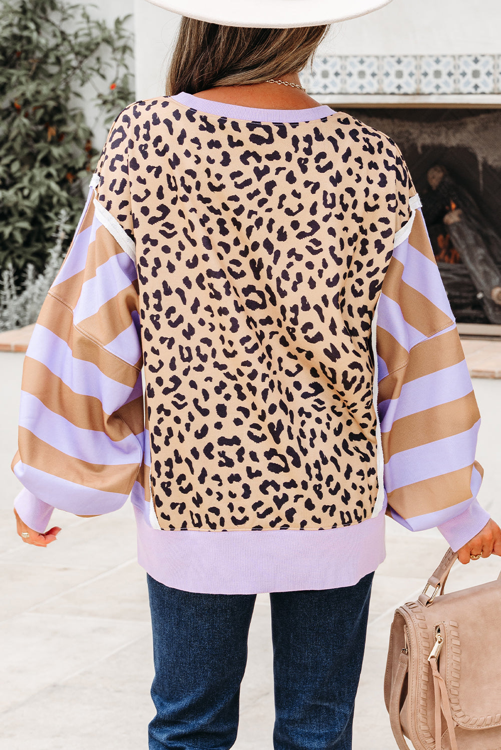 Olivia Stripe Leopard Casual Sweatshirt-1