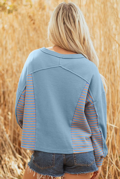 Madison Exposed Seam Waffle Baggy Pullover-1